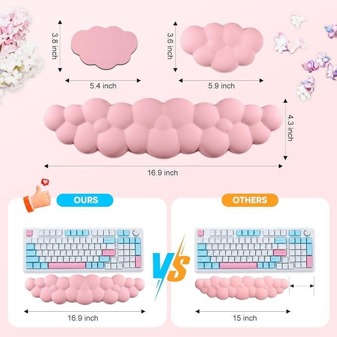 JIKIOU Upgrade Leather Cloud Keyboard Wrist Rest, Cloud Wrist Rest - Image 7