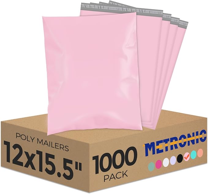 Metronic Poly Mailers 12x15.5 1000 Pack, Strong Adhesive Shipping Envelopes by METRONIC