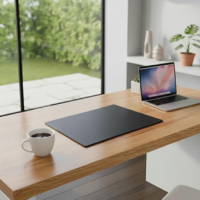 Dacasso 24" x 19" Black Leatherette Luxury Desk Pad Blotter w/Out Side Rails - Image 3