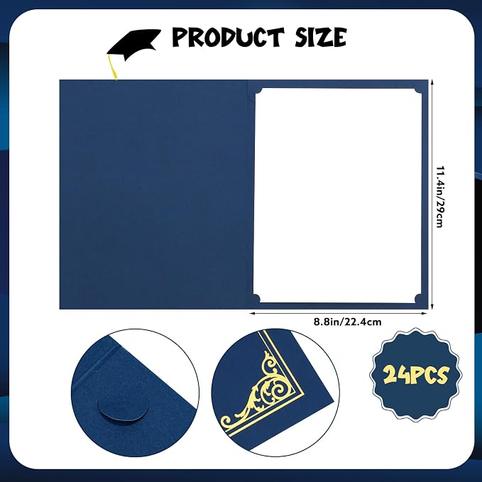 24 Pack Navy Blue Certificate Holders - Image 2