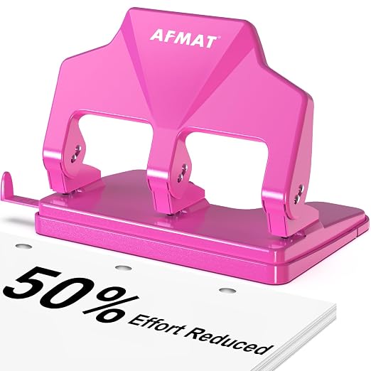 AFMAT 3 Hole Punch Heavy Duty, 40-Sheet Three Hole Punch, 50% Reduced Effort by AFMAT
