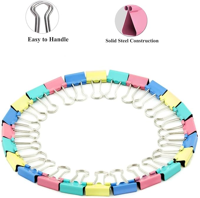 Ufmarine 40 Pcs Small Binder Clips 3/4 Inch Length, Colored Small Paper Clips - Image 3