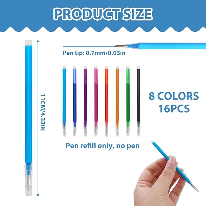 16 Pcs 0.7 mm Erasable Pen Refills Compatible - Image 2