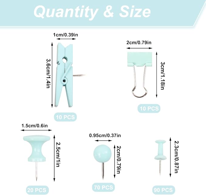 Push Pins Set, 5 Types Pushpins Thumbtacks - Image 2