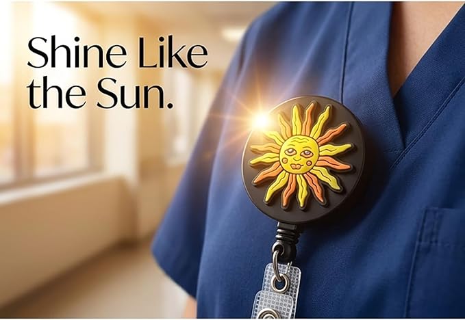 Retractable Sun Badge Reel Clip – Decorative Polycarbonate ID Holder - Image 7