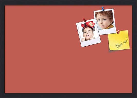 PinPix 26x18 Inch Cork Bulletin Board. This Decorative Framed Pin Board Comes with Crimson Pastel Design and a Satin Black Frame. Ideal for Home Office Decor or Message Board (PinPix-1807)-DeskLoop Office