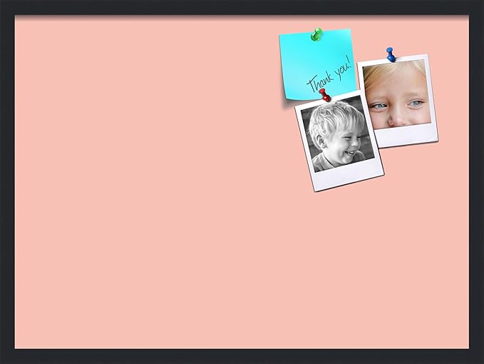 PinPix 30x22 Inch Cork Bulletin Board. This Decorative Framed Pin Board Comes with Pink Pastel Design and a Satin Black Frame. Ideal for Home Office Decor or Message Board (PinPix-1813)-DeskLoop Office