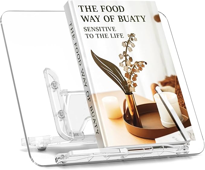 Acrylic Book Stand for Reading, Portable Book Holder for Desk, Angle Adjustable by UPERGO