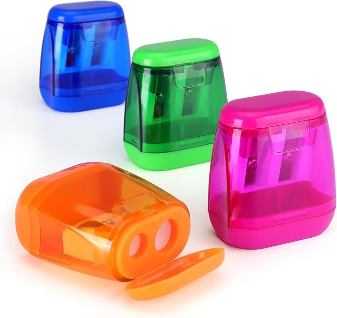 4 Pack Pencil Sharpener Manual, Double Holes by Tamaki