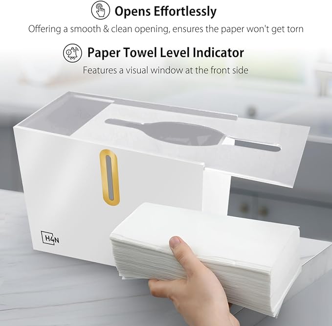 H4N Multifold Hand Paper Towel Dispenser Countertop, Compact Design, Single Sheet Dispensing for Home and Commercial Use, White-DeskLoop Office