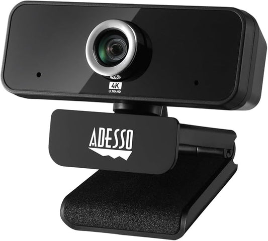 Adesso 4K HDR Ultra HD USB Webcam CyberTrack 6S Camera for PC Laptop Adjustable Angle Field of View Built-in Noise Cancellation Microphone