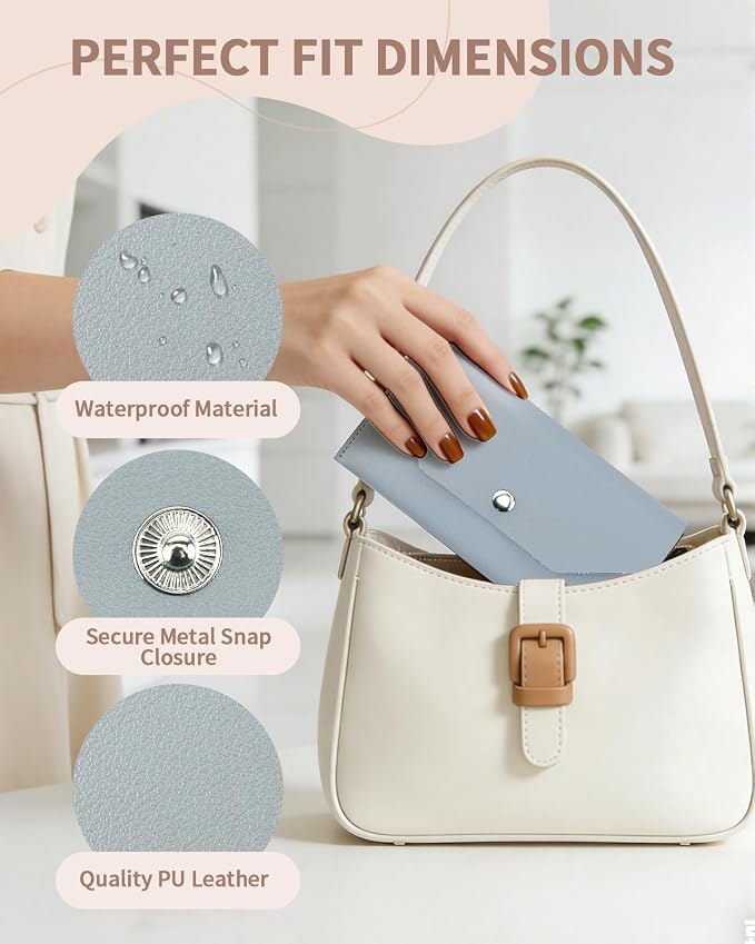 1 Pieces Money Saving Binder, Light Blue PU Leather Cash Envelopes Cash Wallet - Image 3