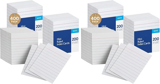 1InTheOffice Ruled Mini Index Cards 3 x 2.5 by 1InTheOffice