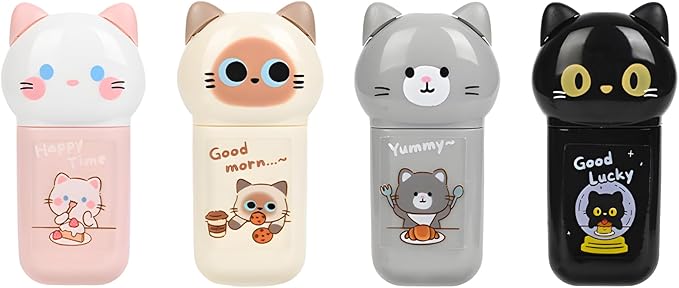 white Corrcetion Tape, with Easy to Use Kawaii Cat Applicator, Cute Stationery by PANDENNER