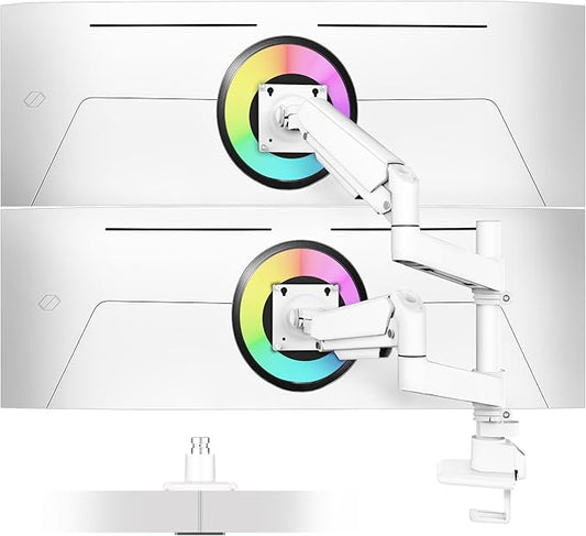 Dual Monitor Arm for 13-49 Inch Ultrawide Screens, Heavy Duty Monitor Mount for 2 Monitors up to 44lbs, Full Motion Vertical Stacked Dual Monitor Arm Desk Mount, 75/100mm VESA Mount, White-DeskLoop Office