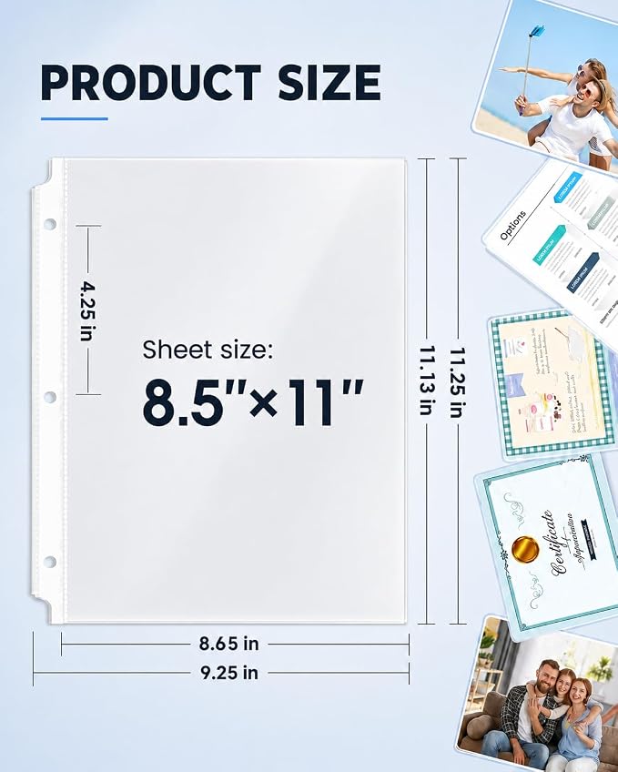 KTRIO Sheet Protectors for 3 Ring Binder 800 Pack, Plastic Sleeves 8.5 x 11 | - Image 7