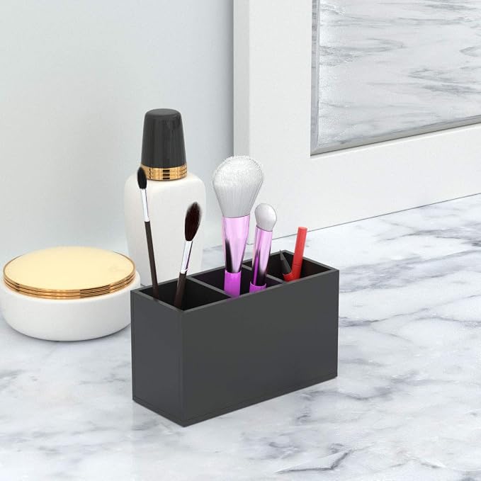 NIUBEE Acrylic Pen Holder 3 Compartments - Image 5