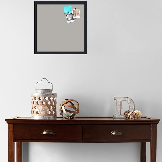PinPix 18x18 Inch Cork Bulletin Board. This Decorative Framed Pin Board Comes with Dark Stone Design and a Satin Black Frame. Ideal for Home Office Decor or Message Board (PinPix-1808)-DeskLoop Office