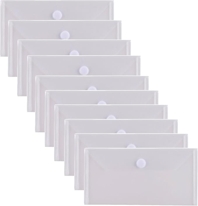 #10 Clear Plastic Envelopes 5 x 10 Money Receipt Bill Storage Holder 10 Pack by YESSART
