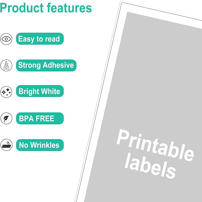 L LIKED 1500 Full Sheet Printable Sticker Paper, 8.5" x 11" White Matte Labels - Image 3
