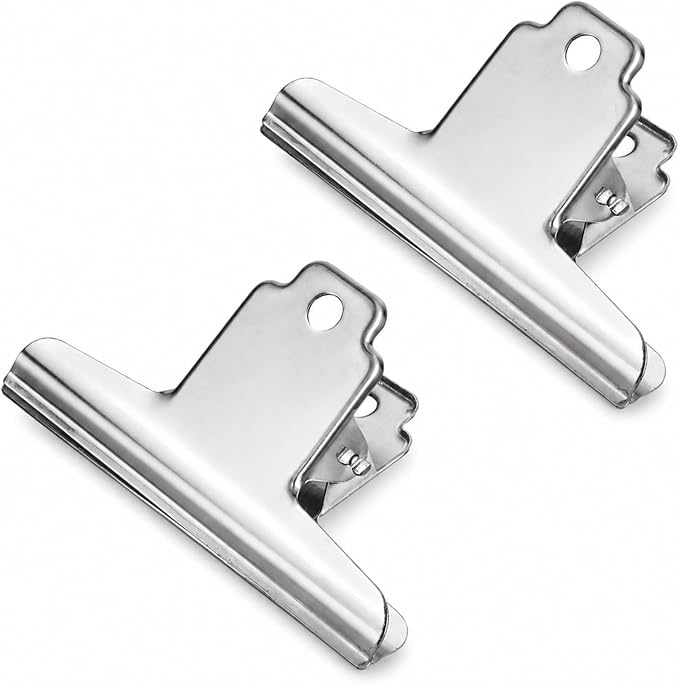 2 Pcs Silver Metal Bulldog Clips Dog Food Bag Clip 4" Wide Large Binder Paper by Unknown