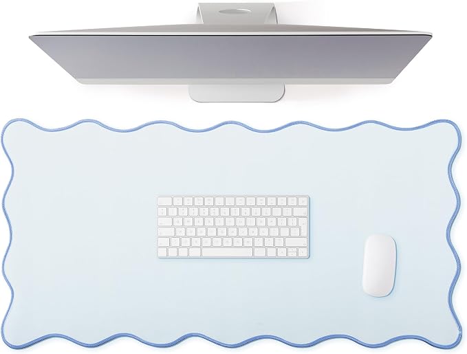 Hahafelt Scalloped Desk Mat Large Desk Pad Cute Coquette Table Mat Back to by Hahafelt