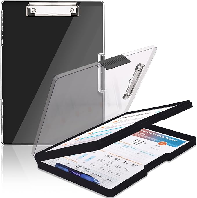 SFLHHDM Clipboard with Storage, Heavy Duty Clip Boards 8.5x11 with 2 Storage by SFLHHDM