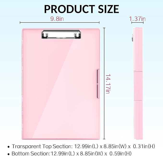 Sooez Clipboard with Storage, Heavy Duty Cleaview Clip Boards 8.5x11 with Dual - Image 6
