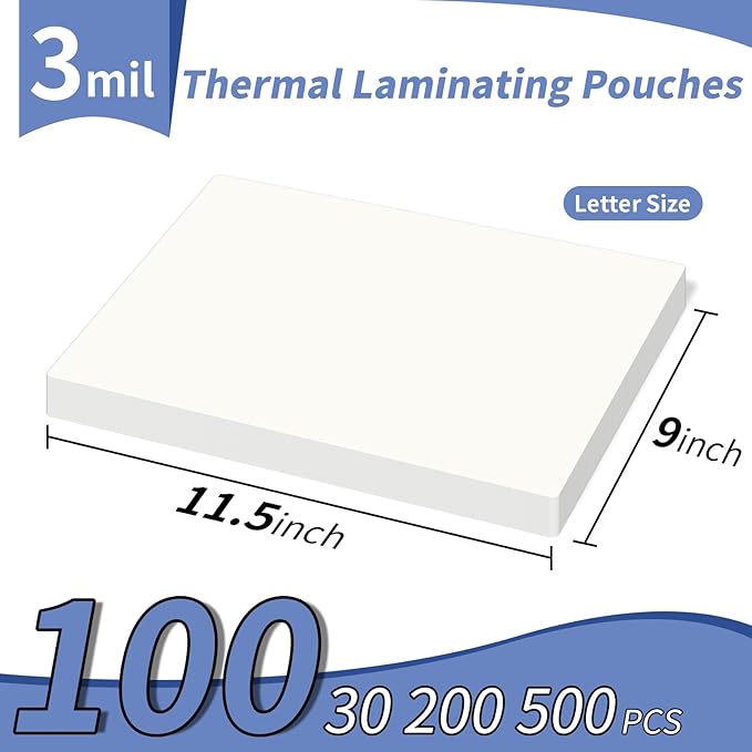 3 mil Thermal Laminating Sheets 100 Packs, 9” x 11.5” Clear Laminating Pouches Holds 8.5 x 11 Inch Sheet, Letter Size Lamination Paper for Laminator - Rounded Corner-DeskLoop Office