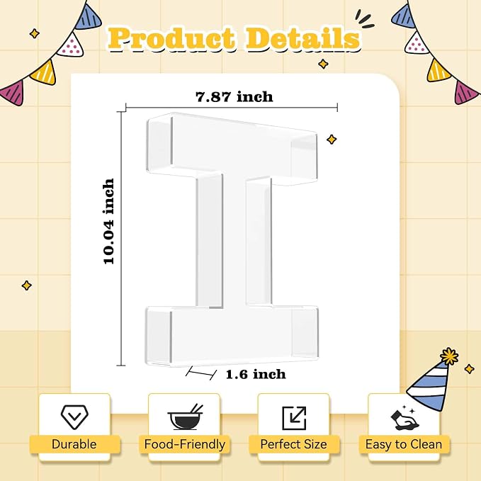 Ledido 10’’ Acrylic Letter Charcuterie Board Box, Reusable Fillable Serving Tray - Image 3