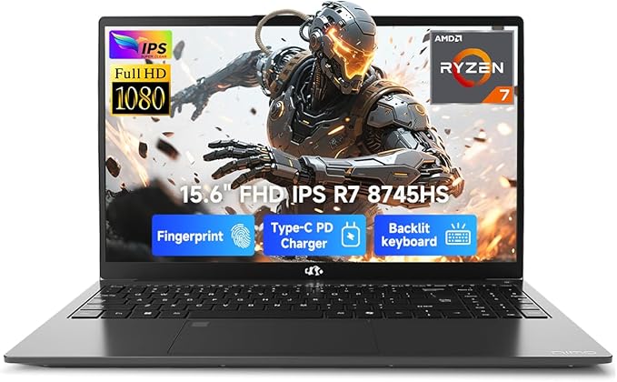 NIMO 15.6" IPS FHD-Gaming-Laptop, AMD Ryzen 7 8745HS 32GB DDR5 RAM 2TB SSD by Nimo