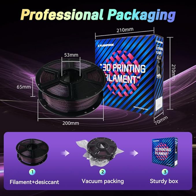 FLASHFORGE Chameleon Gradient Rapid PLA Filament Burnt Titanium & Abyssal Rede, High Flow Speedy Filament 1.75mm Max 500mm/s Fast Printing, Displays Shimmering Effects from Various Angles and Light-DeskLoop Office