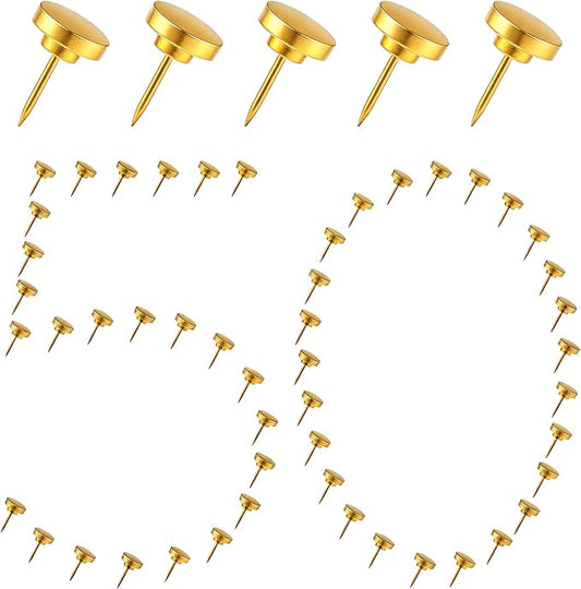 50Pcs Gold Metal Push Pins for Bulletin Board, Flat Thumb Tacks, Heavy Duty by Unknown