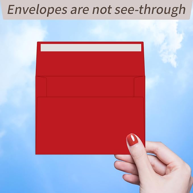 100 Packs Red 4x6 Envelopes for Invitation Card, A6 Small Envelopes Self Seal - Image 4