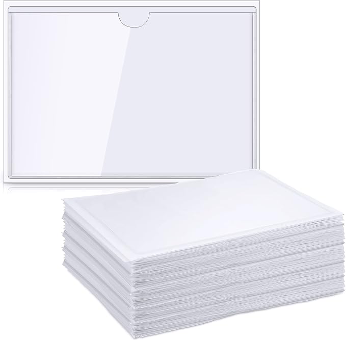Outus 200 Pack 5x7 Inch Self Adhesive Label Pockets Bulk Plastic Labels Holders - Image 7