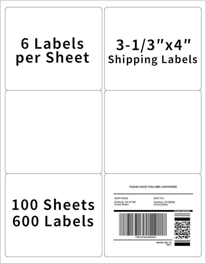 3⅓" x 4" Printable Mailing Labels by Muotich