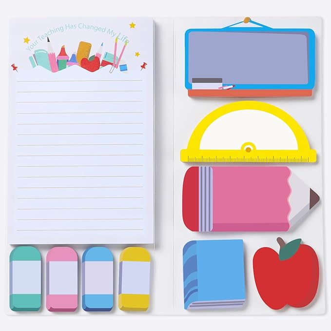 Hommie Sticky Notes Set, Teaching is A Work of Heart Divider Sticky Planner Sticky Note Teacher Appreciation Gift for School Supplies, Bible Supplies, Office Book Notes-DeskLoop Office