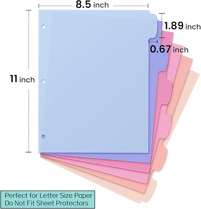 Sooez 6-Tab Durable Plastic Write & Erase Big Tab Dividers - Image 2