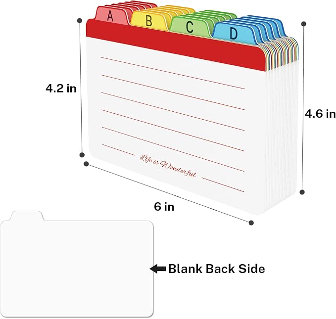 Neando 4 x 6 inches Index Card Dividers, Alphabetical Tabbed Index Cards Guides - Image 3
