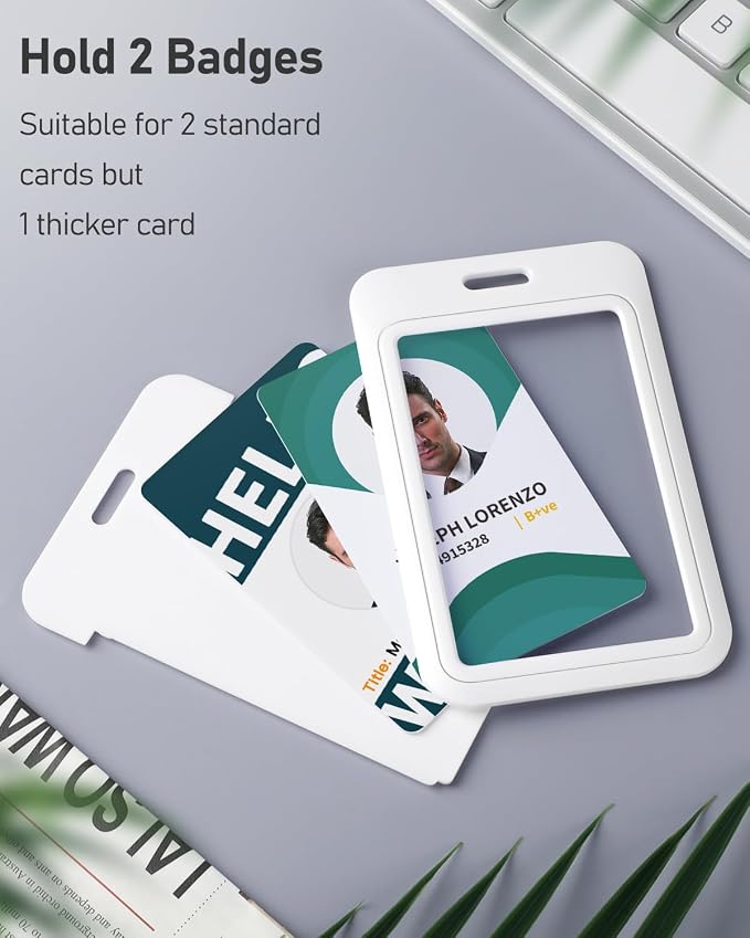 Uniclife 1 Pack Sliding ID Badge Holder Vertical Hard Plastic Case - Image 2