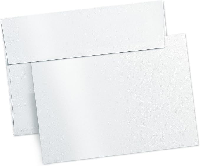 White Shimmer Blank Note Cards and Envelopes, Goefun Pearl 5x7 Flat Cardstock by Goefun
