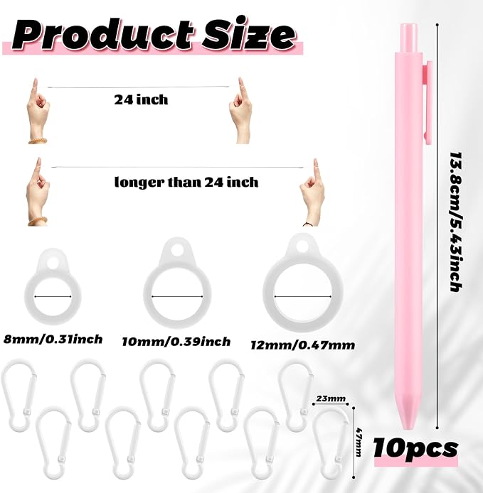 Lewtemi 10 Sets 24 Inch Pen Leash Pen Silicone Lanyard Holder - Image 2