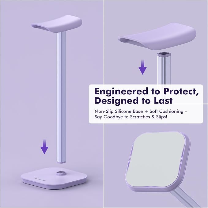 Headphone Stand, Desktop Headset Holder Heavy Base Desk Earphone Stand Aluminum - Image 5