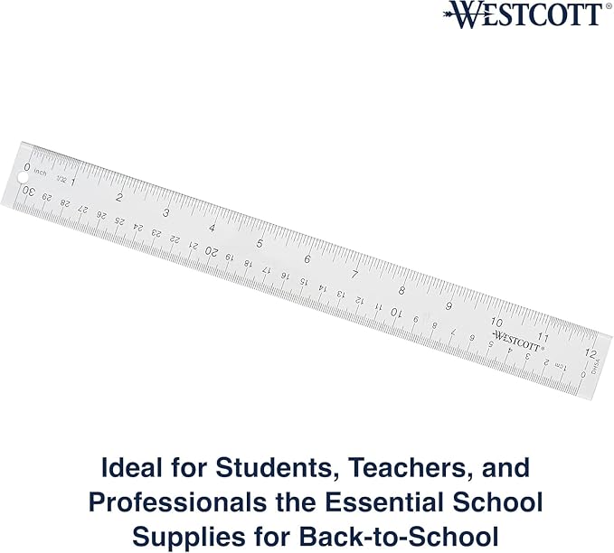 Westcott Acrylic Clear Rulers Set, Easy-to-Read Markings, Scratch-Resistant - Image 7