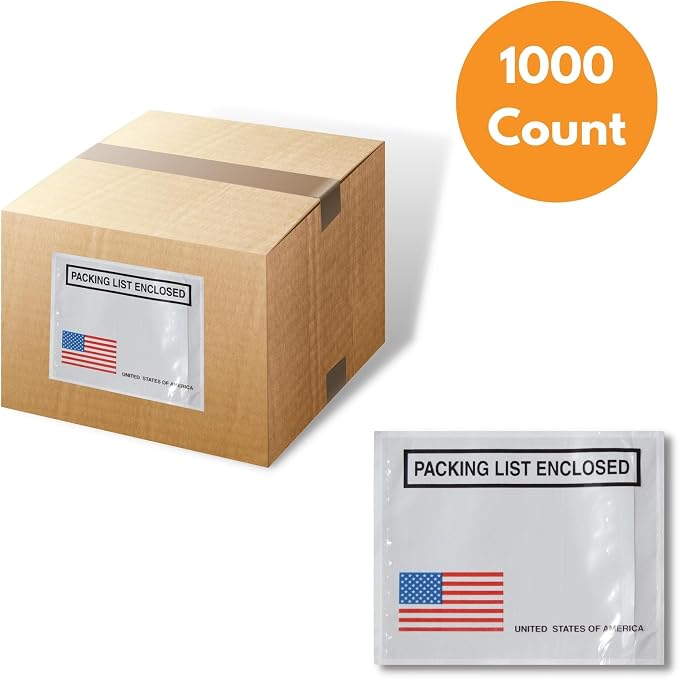 PSBM Bulk 1000 Pack 4 1/2" x 5 1/2" Back Loading Packing List Envelopes - Image 8