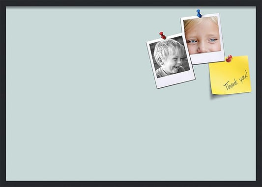 PinPix 40x28 Inch Cork Bulletin Board. This Decorative Framed Pin Board Comes with Soft Blue Design and a Satin Black Frame. Ideal for Home Office Decor or Message Board (PinPix-1814)-DeskLoop Office