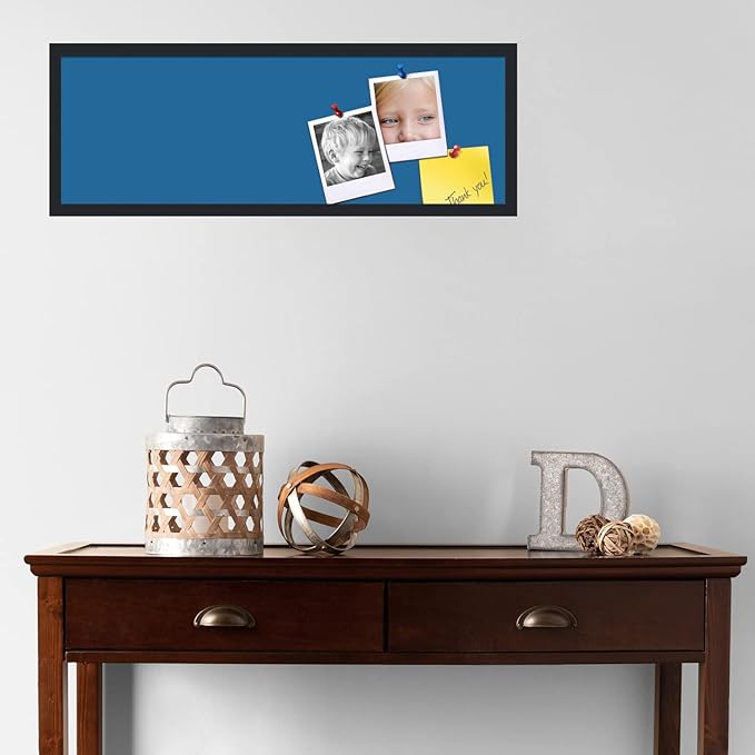 PinPix 36x12 Inch Cork Bulletin Board. This Decorative Framed Pin Board Comes with Navy Pastel Design and a Satin Black Frame. Ideal for Home Office Decor or Message Board (PinPix-1811)-DeskLoop Office