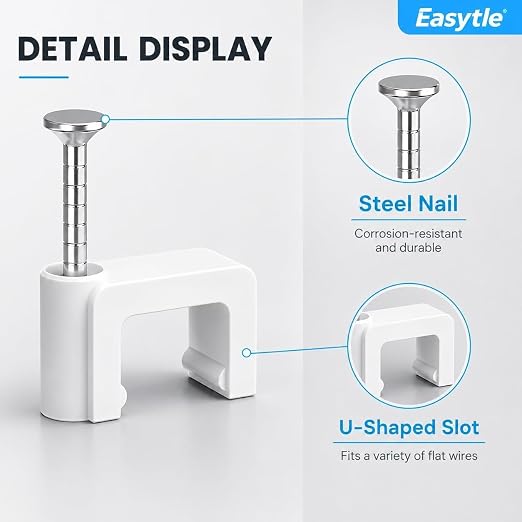 Cable Clips Nail in Cable Clips 100 Pcs 8mm Flat Ethernet Cable Wall Clips - Image 5