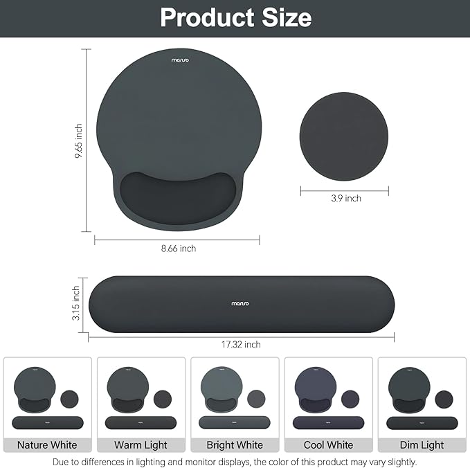 MOSISO Wrist Rest Support for Mouse Pad&Keyboard Set, Circle Curved Ergonomic - Image 7