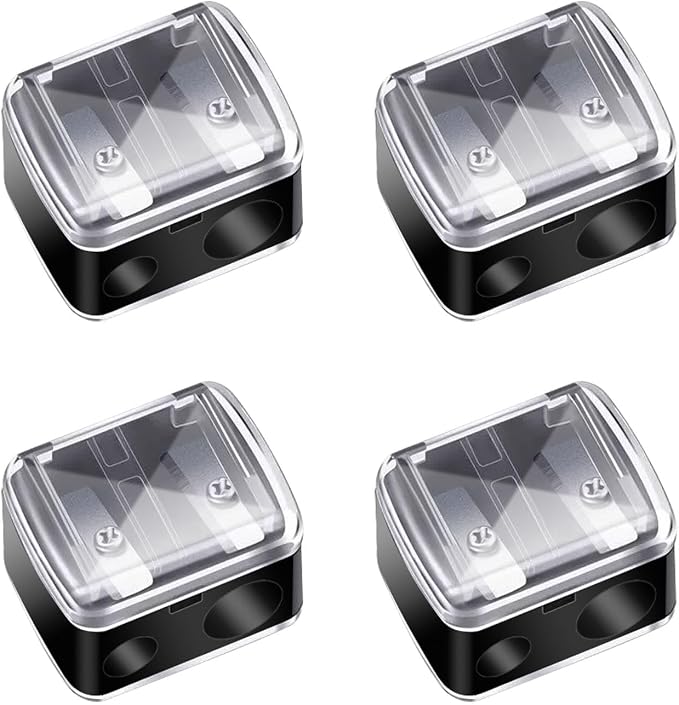 Makeup Pencil Sharpener, 4 Pack Dual Hole Cosmetic Pencil Sharpener by Cuteabc